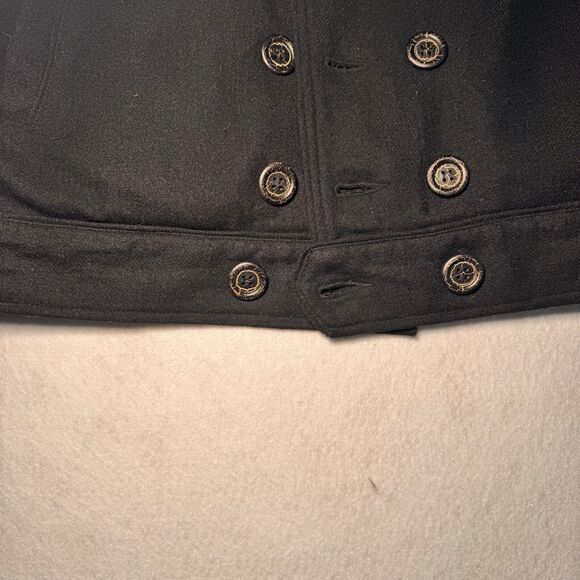Covet Handcrafted Redemption Black Wool Blend Double Breasted Button Coat Jacket - Picture 13 of 14